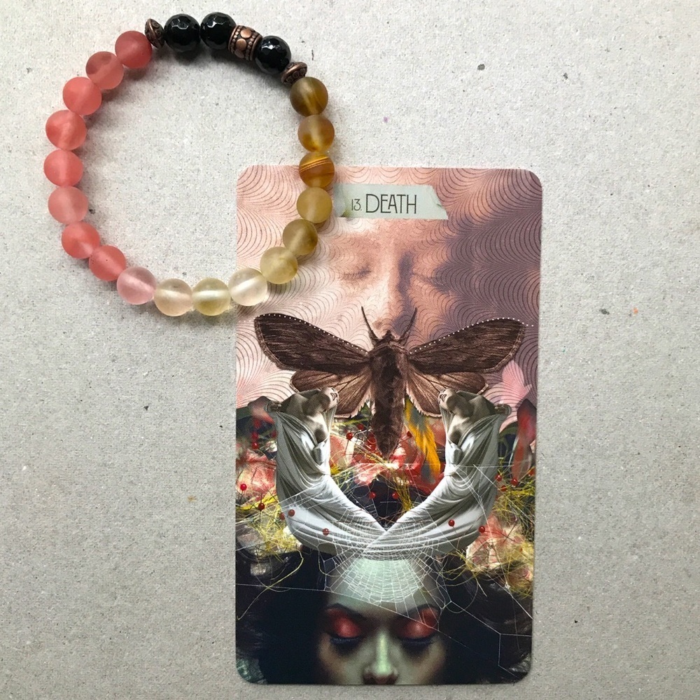 Lyndie ~Death/Rebirth~ Natural Crystal Bead Bracelet Cherry Quartz Black Onyx